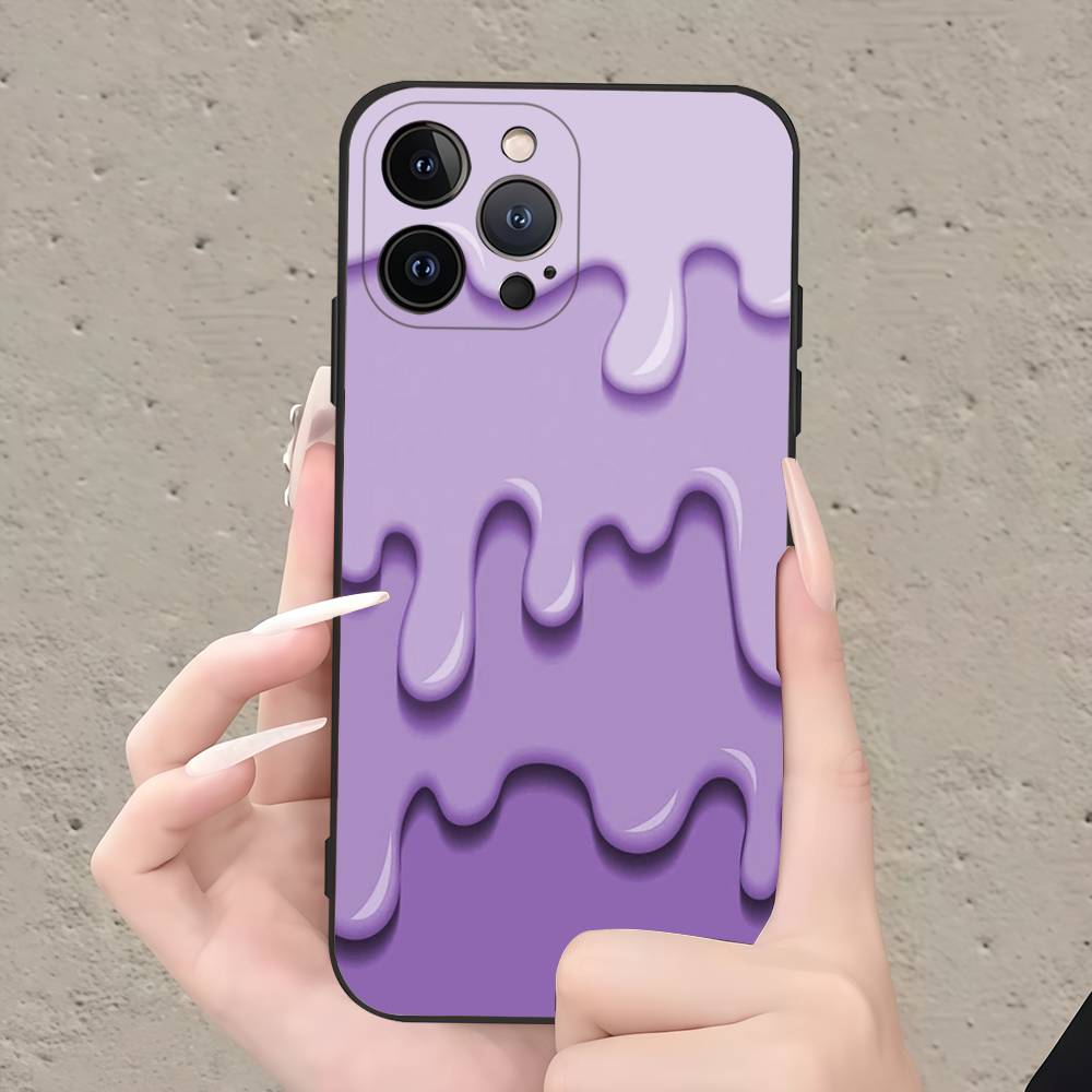 Purple Liquid Dripping Square Matte Silicone Case For Iphone17 Air 16 15 14 13 12 11 Pro Max Plus Matte Basic Cover Case