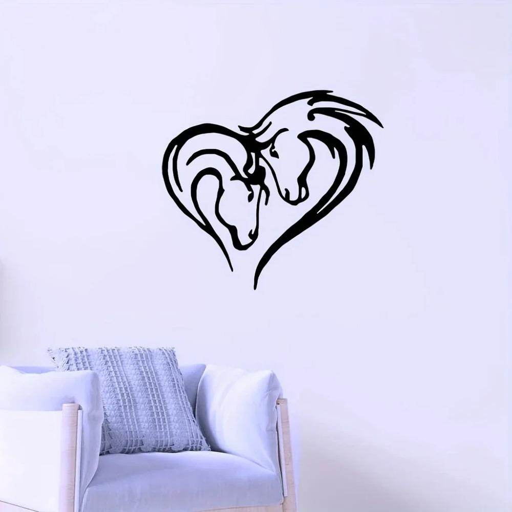 Silhouette Double Horse Head Metal Wall Art – Black Metal Wall Hanging Decor, Elegant Silhouette Art for Christmas