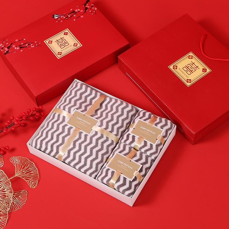 Coral Fleece Towels Bath Towels Three-piece Gift Box