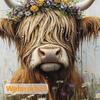 Highland Cow Rustic Flowers Shower Curtain,Bathroom Shower Curtains Bathtub Home Decor Waterproof Fabric Machine Washable with 1
