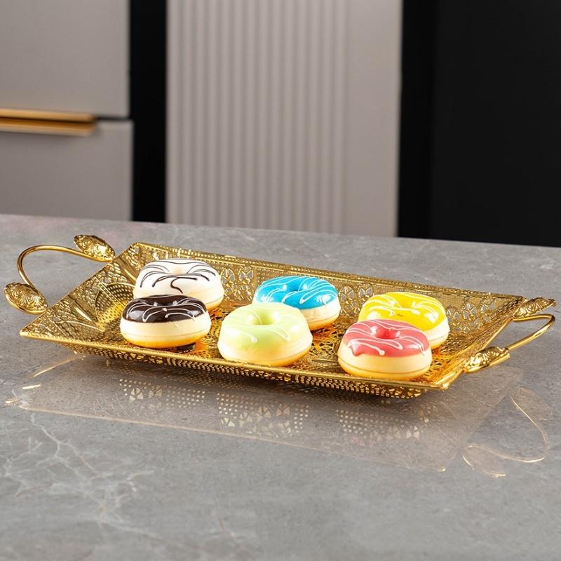 Assiette à fruits européenne, Assiette creuse en alliage pour la maison, Plateau à snacks doré portable, Assiette à bonbons Décoration de salon