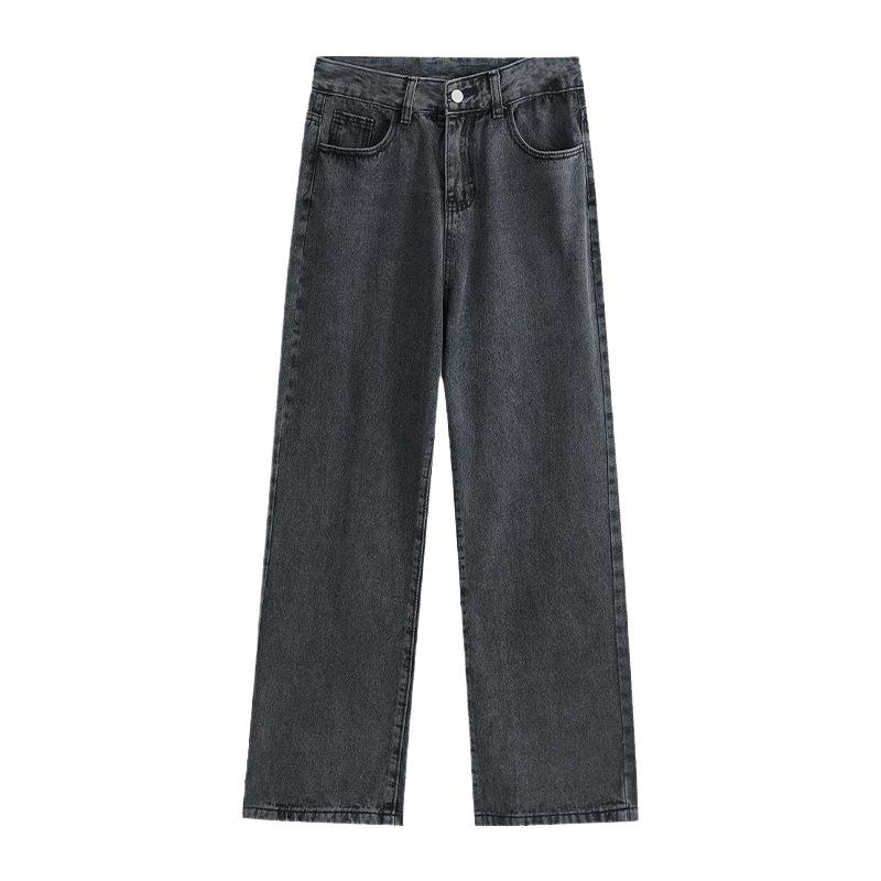 Women's High Waist Wide Leg Slim Jeans - Korean Style Straight Drape Mopping Pants