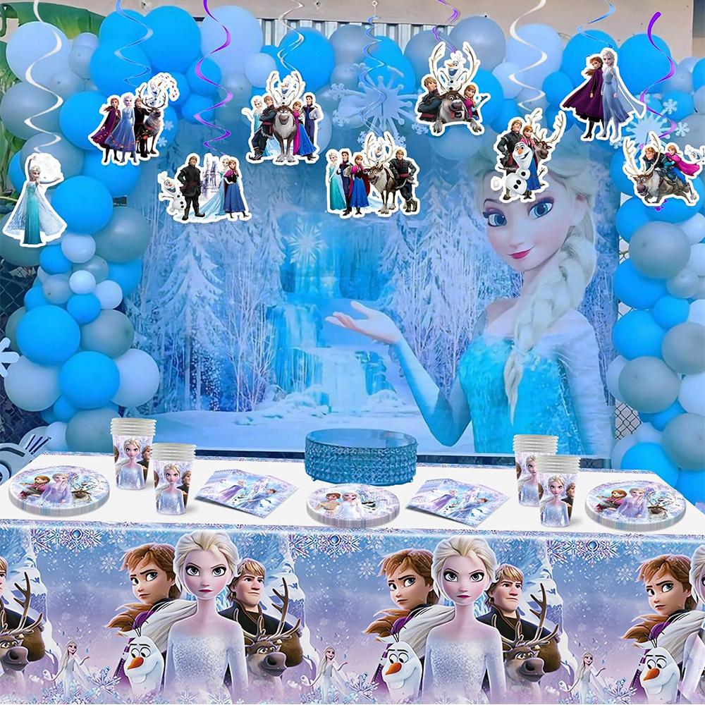 51pcs Frozen Party Tableware Set Includes Plates Napkins Paper Cups Tablecover