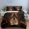 Figure facing flaming castle. Bedding sets Duvet cover sets Duvet covers Pillowcases(1*Duvet Cover 2*Pillowcases without duvet insert)