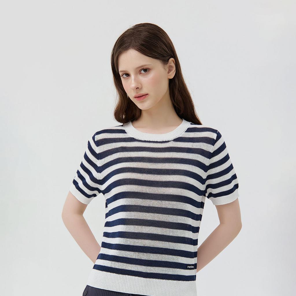 MARTINE GOLF Sheer Marine Stripe Knit_Navy