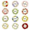 Colorful Floral Wreath Magnets: December Gem Glass Stickers for Refrigerator