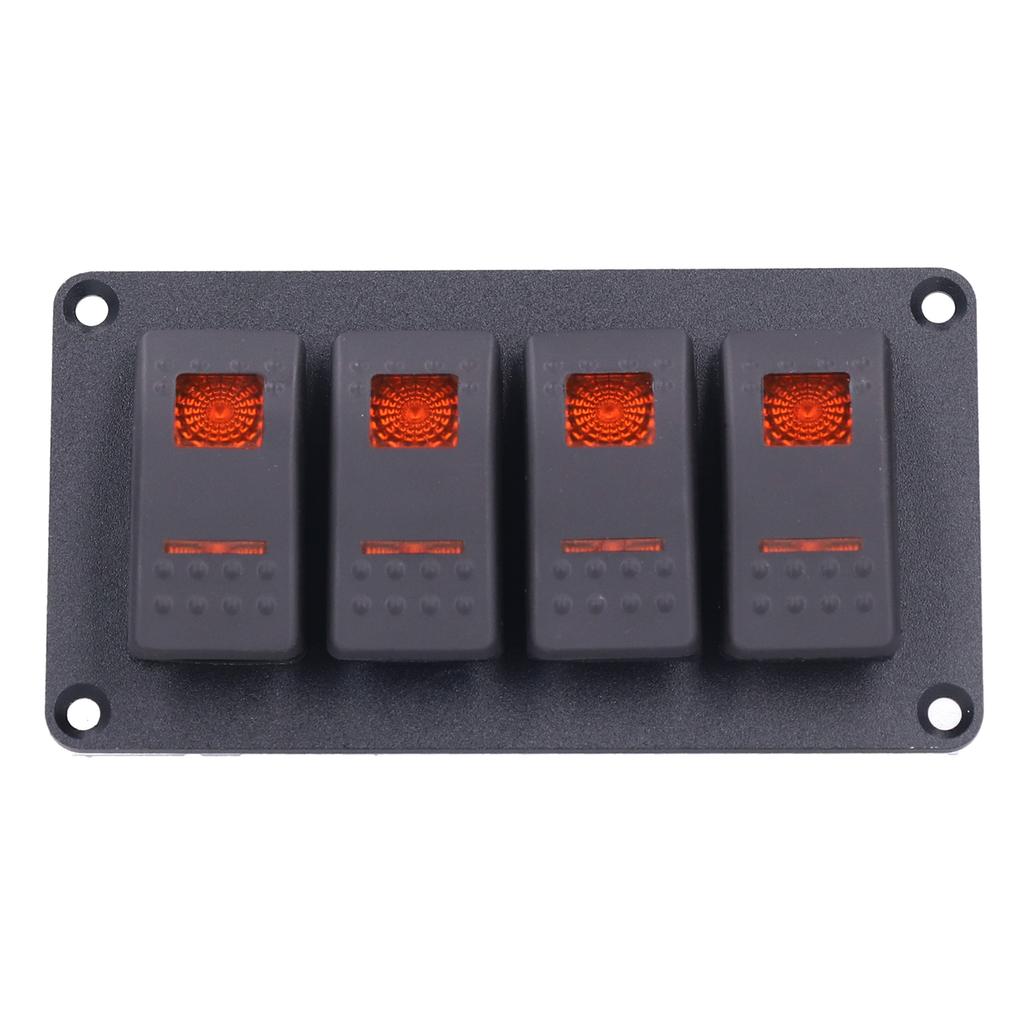 4 Gang Rocker Switch Panel LED Backlight 5‑Pin Overheat Protection for 12V 24V Vehicle Marine Yacht BoatOrange Light