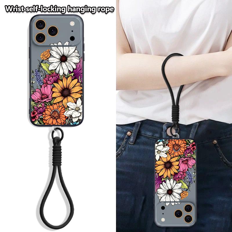 INS Sunflower Print Hand Strap Case For iPhone 17 Pro Max Hybrid TPU+PC Magnetic For Magsafe Matte Cover For iPhone 16 15 14 13 Pro Max