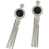 Personality Fashion Exaggerated Fringed Earrings Black Gold Color Scheme Disc Classic Temperament Elegant and Advanced