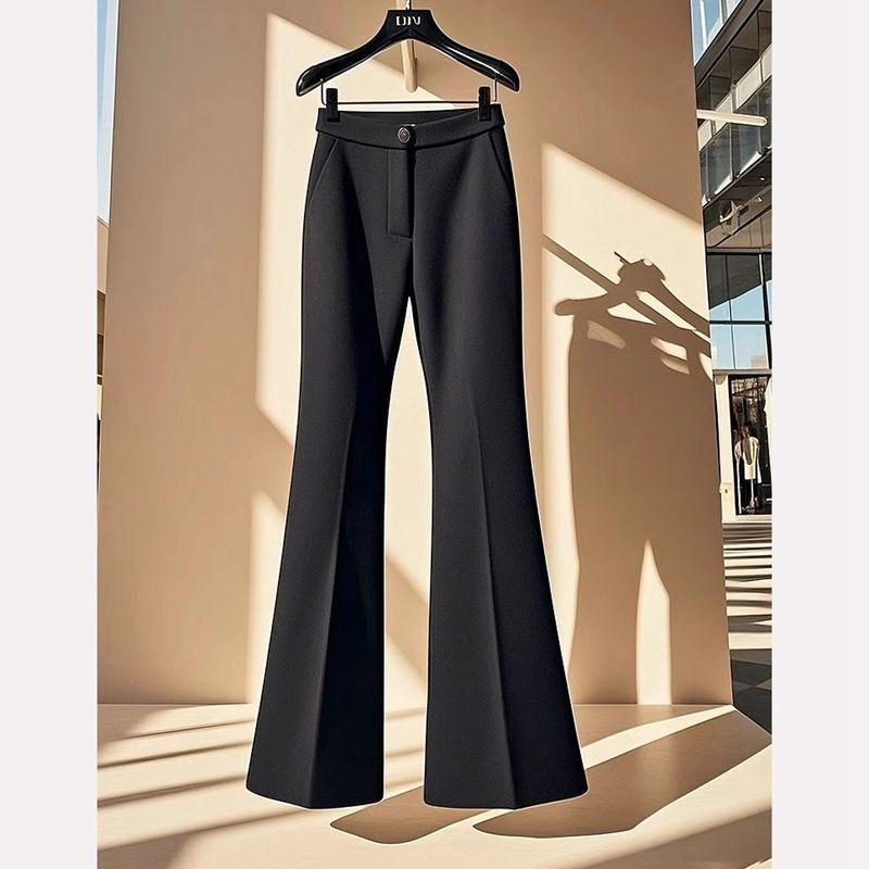 Women's High Waist Slim Fit Black Flare Pants - Spring/Summer 2026 Micro Bell Bottoms for Petite Figures