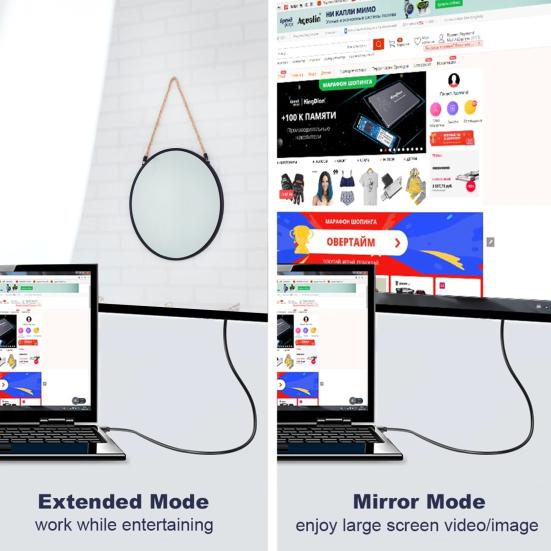 Adapter Cable 3-in-1 Type-C 2m TV Micro USB AV Adapter 1080P Cable