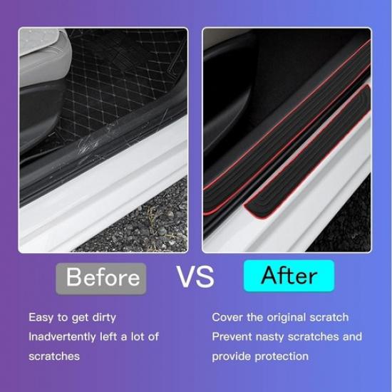 4x Universal PVC Soft Rubber Car SUV Door Scuff Sill Covers Panel Step Protector