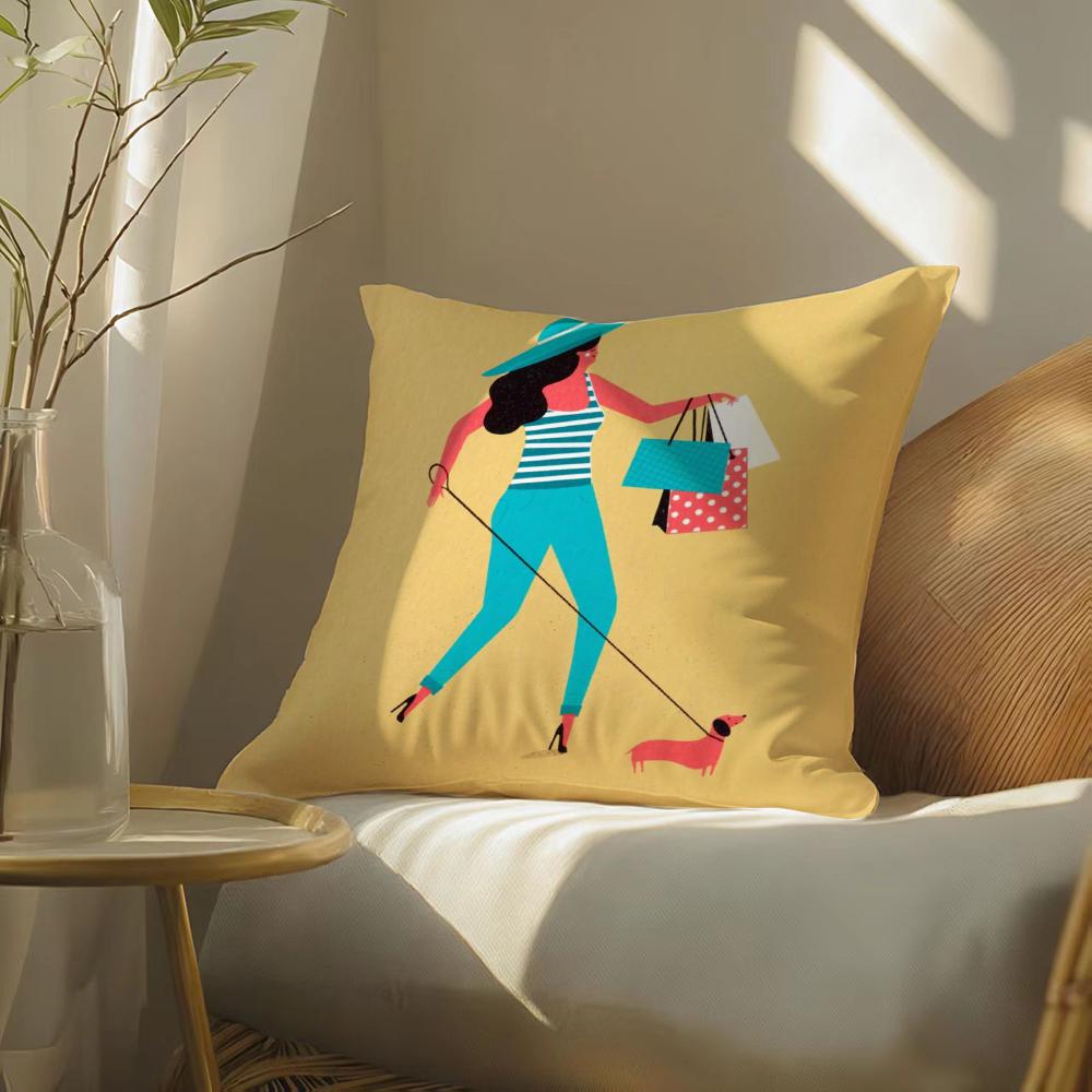 Illustration by DDawid Ryski Pillow Case Silky Elegant Comfort Sofa Bed Invisible Zipper