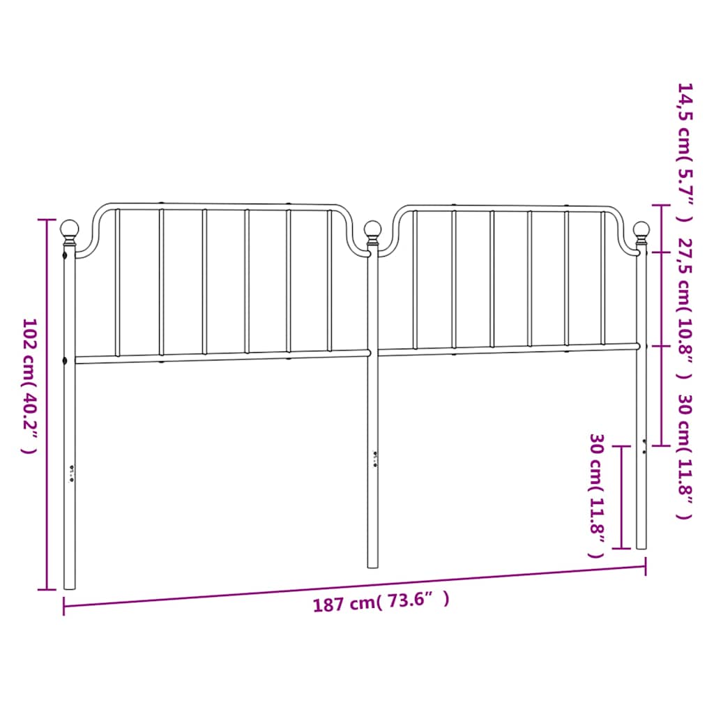 Replacement Headboard Metal Black 180 Cm