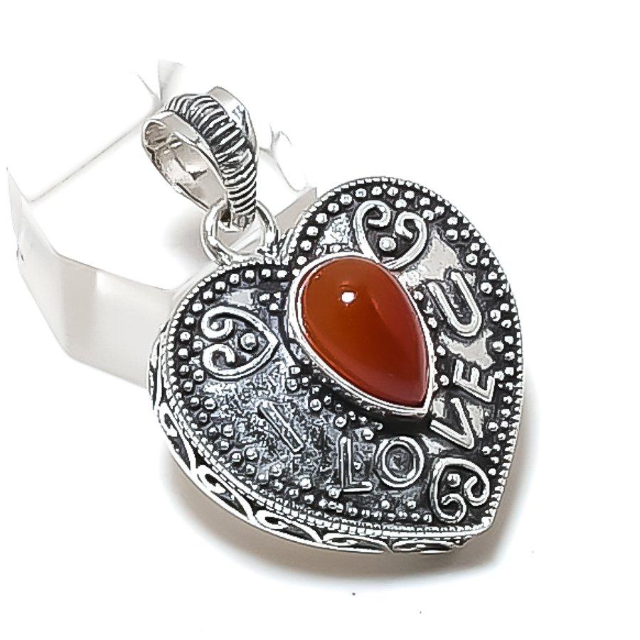 Natural Carnelian Gemstone 925 Sterling Silver Jewelry Pendant 1.46 ETC-13946