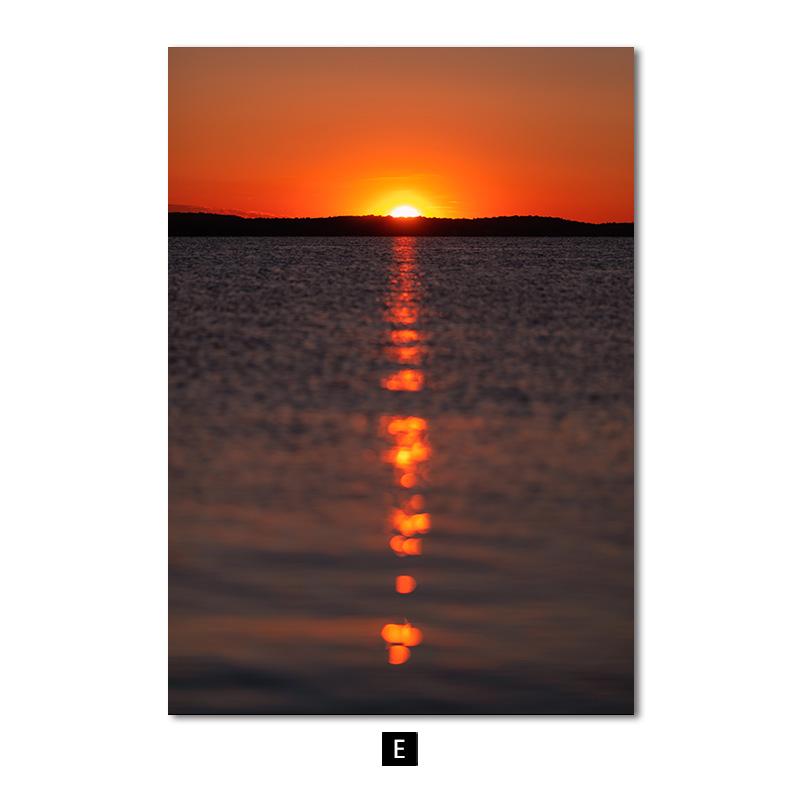 

Скандинавський природний пейзаж Настінне мистецтво Плакат Пляж Схід сонця Захід Друк на полотні Картина Сучасна картина для домашнього декору вітальні 30x40cm No Frame