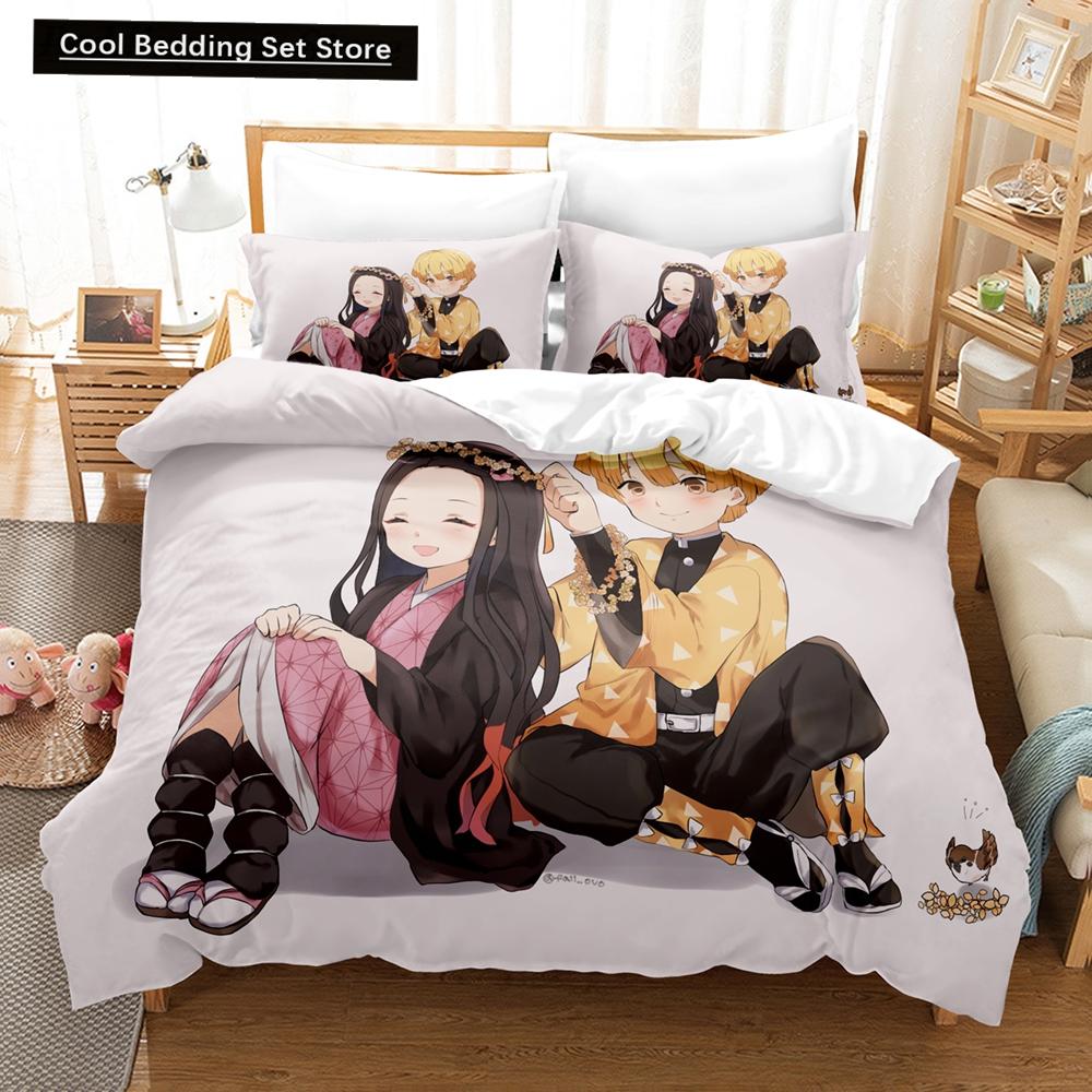 3D Anime Kawaii Tjejer Ur bladet Sängkläder Påslakanset Med Örngott Twin Full Queen King Sängkläder Sänglinne