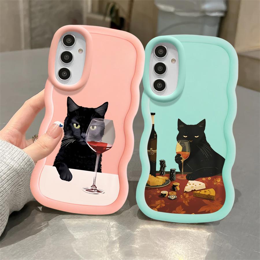 Leicht betrunkene Katze Hülle für Samsung Galaxy A14 A16 A13 A12 A15 A11 A21s A52 Weiche Handyhülle A06 A22 A33 A53 A04 A03 A05 A23