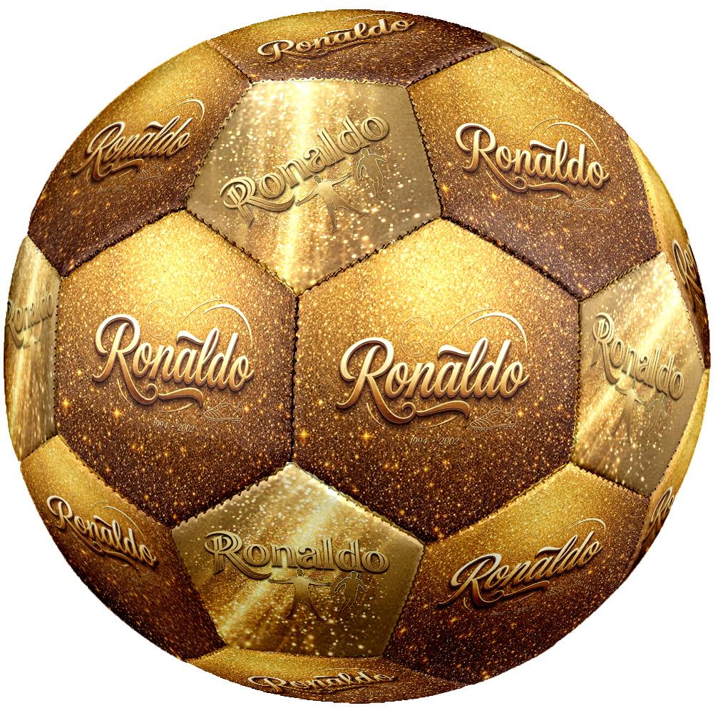 Ronaldo's Golden Name Marble Size 5 Football Machine Sewn Indoor/Outdoor Training and Matches Unique Gift for Soccer Lovers Birthday/Christmas Wedding
