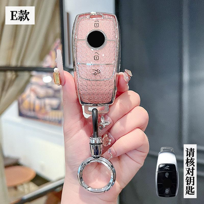 Pink Diamond Style Tpu For Mercedes Benz A C E S G Class Glc Cle Cla Glb Gls W177 W205 W213 W222 X167 Amg Car Key Case Cover Fob