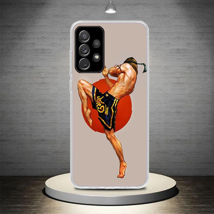 Muay Thai Fight Boxing Phone Case Cover For Samsung Galaxy A13 A14 A15 A16 A17 A53 A54 A55 A56 A33 A34 A35 A36 A23 A24 A25 A26 A