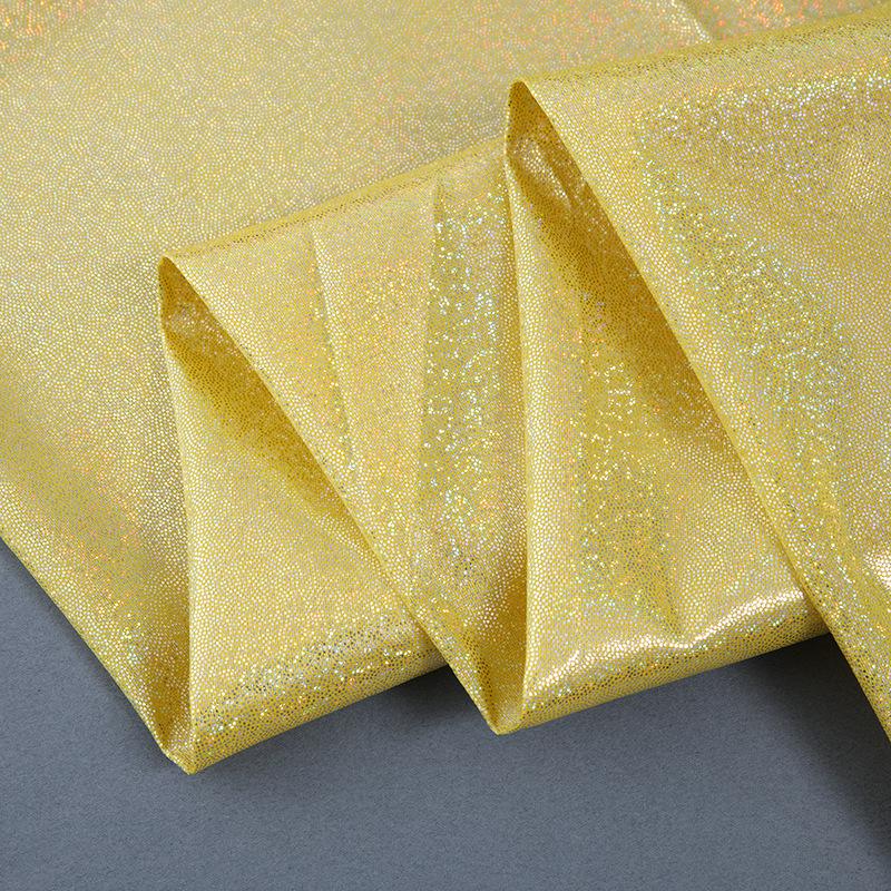 Colorful Fantasy Laser Fingerprint Dot with Gold Stamping Fabric for Stage Clothing, Tablecloths, Toys, and Christmas Decor