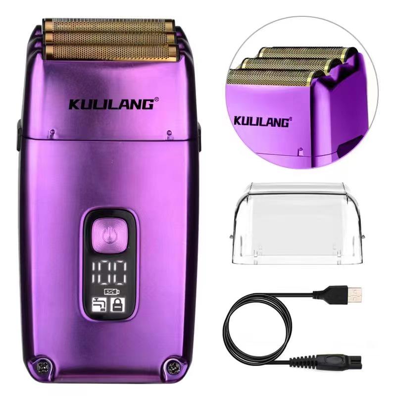 White Electric Three-Blade Mesh Head Shaver - Waterproof Clipper for Balding and Hair Trimming