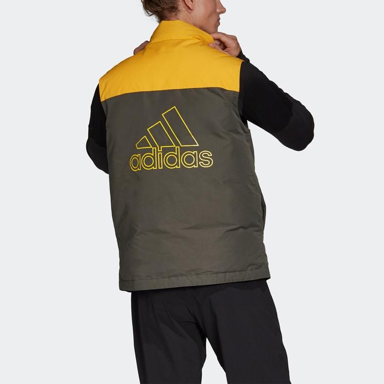 adidas Down Vests Men's Deep Earthy Brown Stand Collar Moderate Other FS0034