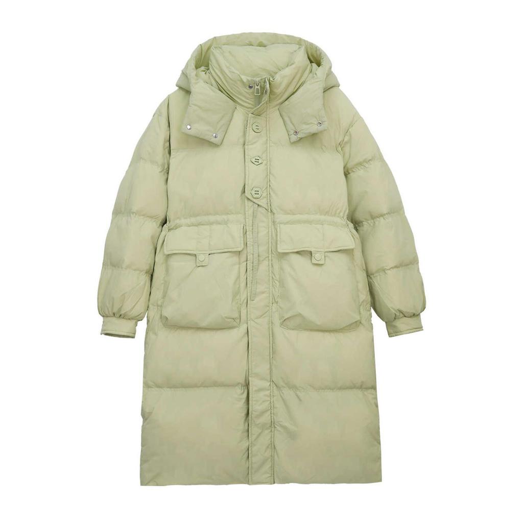 Winter New Down Jacket Women's Long Fashion Waist Loose Thickened Warm White Duck Down Jacket