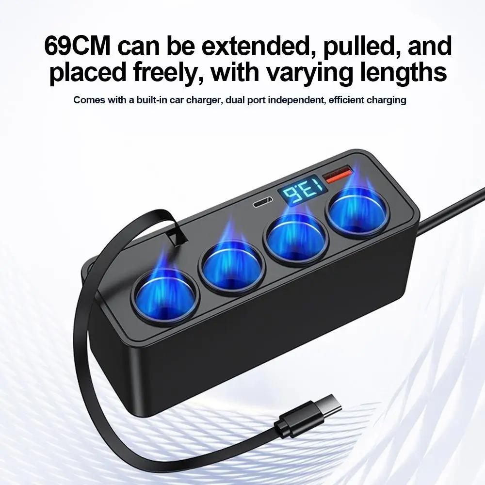 120W Car Charger Splitter Multi Ports PD30W QC3.0 Cigarette Lighter Adapter Car Cigarette Lighter Socket Splitter with Voltage