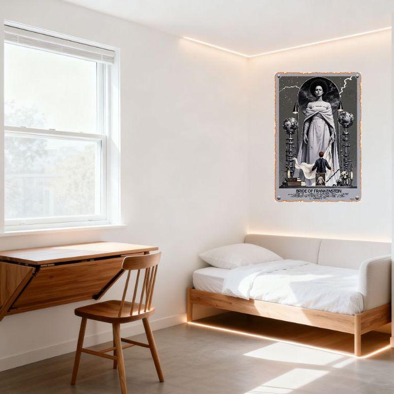 Bride of Frankenstein Gothic Horror Metal Tin Sign, Vintage Movie Poster Plaque for Home Bar Cafe Man Cave Decor, Frankenstein C