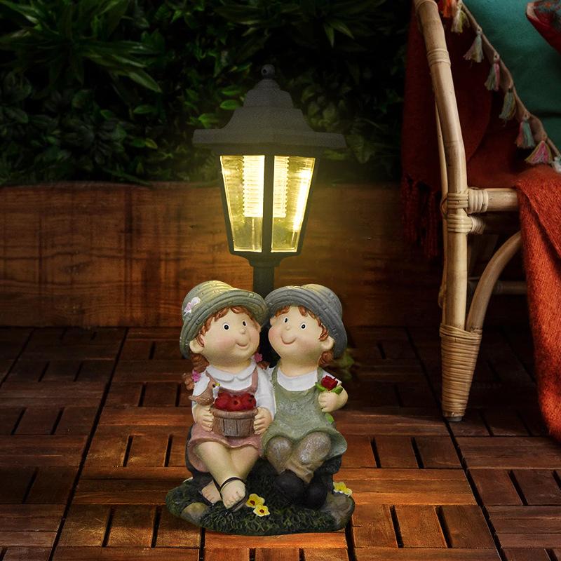 JYL TS/094,Resin Reading Angel Solar Outdoor Light Figure Statue for Garden Mini Landscape Ambient Lamp