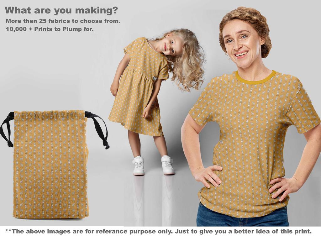 oneOone Cotton Flex Gamboge Yellow Fabric Animal  Fabric For Sewing Printed Craft Fabric By The Yard 40 Inch