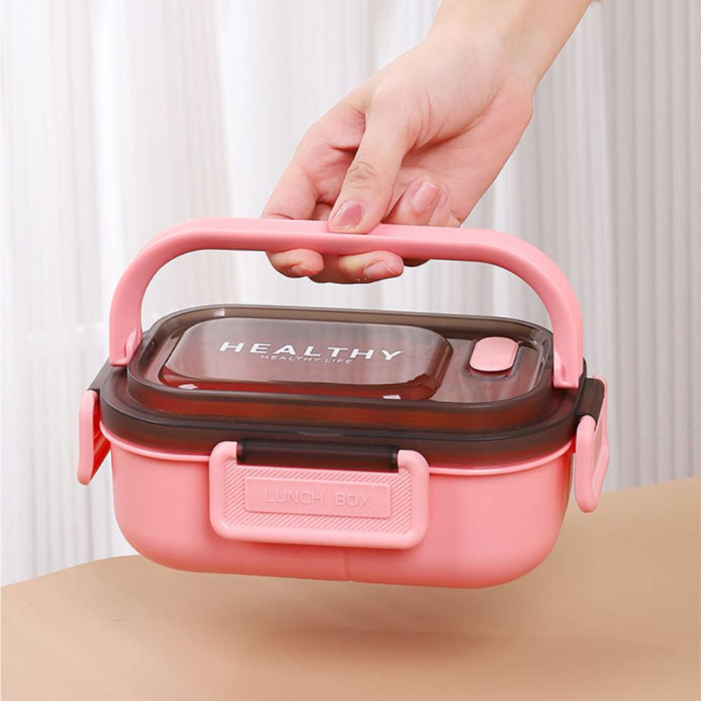 1200ML Portable Cartoon Bento Boxes with Fork and Spoon Microwave Fresh Salah Fruit Lunch Box Picnic Food Storage Containers