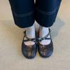 Sheepskin Version~ French Retro Shallow Mouth One-word Buckle Bow Single Shoes Flat Leather One-pedal Mary Jane Shoes Women