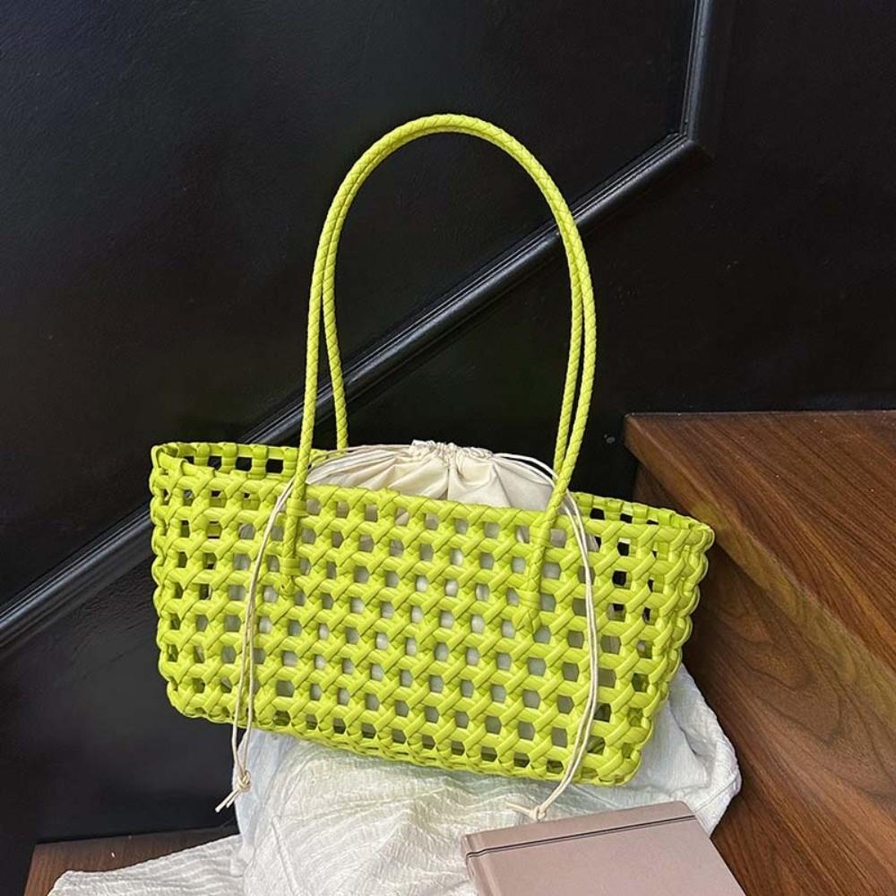 Large Capacity Hollow Out Tote Lightweight Handmade Handbag Woven Basket Bag  Poolside Picnic