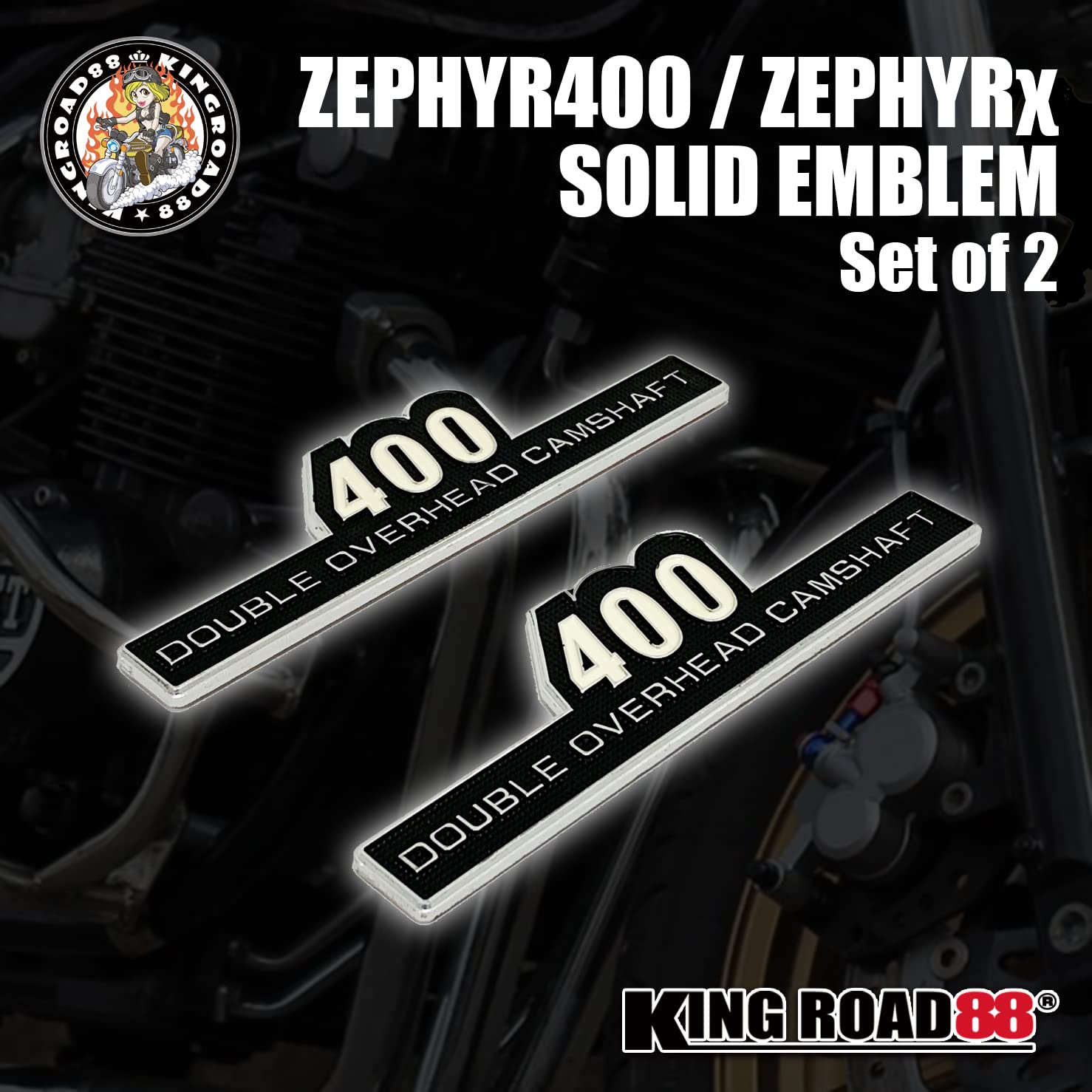 

King Road 88 Эмблема Zephyr 400 Zephyr Chi Эмблема Z Тип Боковая крышка 3D Эмблема Kawasaki Комплект из 2 шт. серебряный