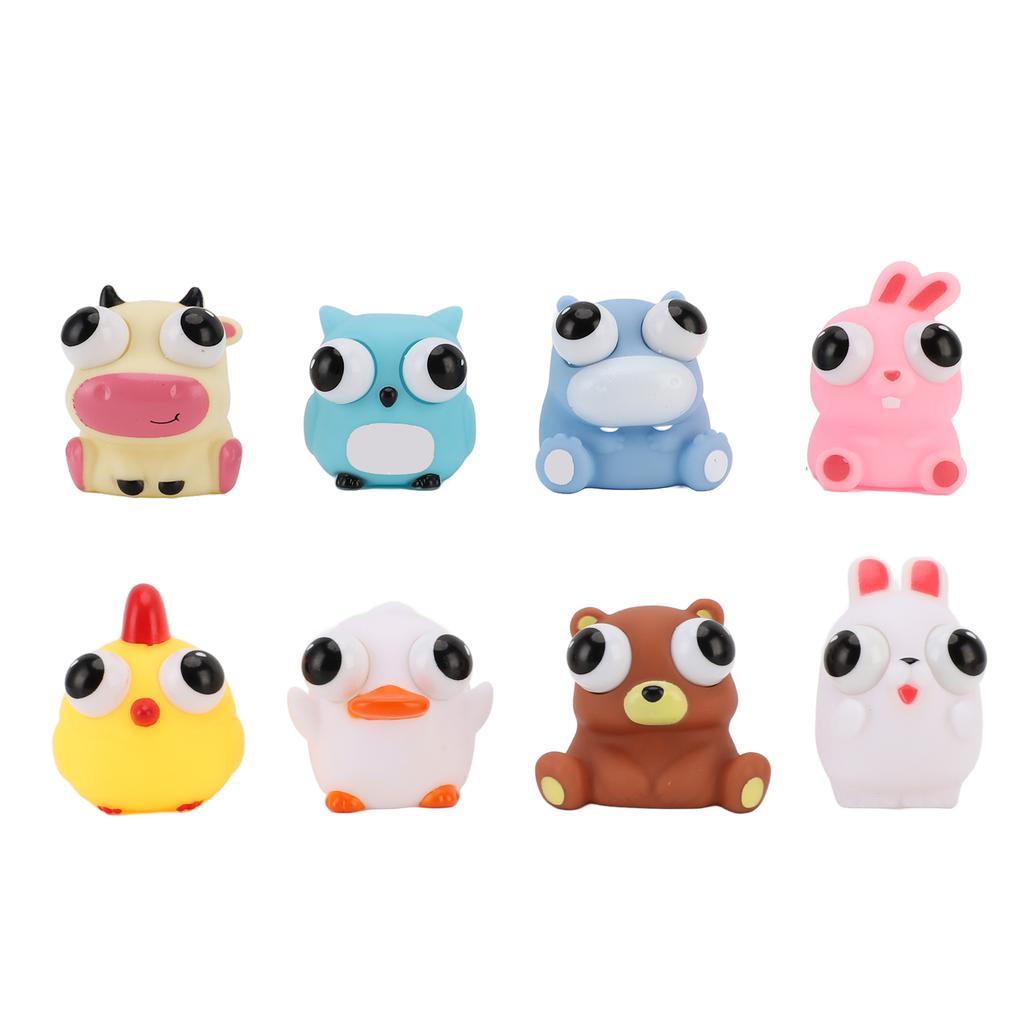 8PCS Animal Squeeze Toy Funny Animals Eyeball Burst Toys Cute Cartoon Popping Out Eyes Raised Eyes Animal Toy for Boys Girls