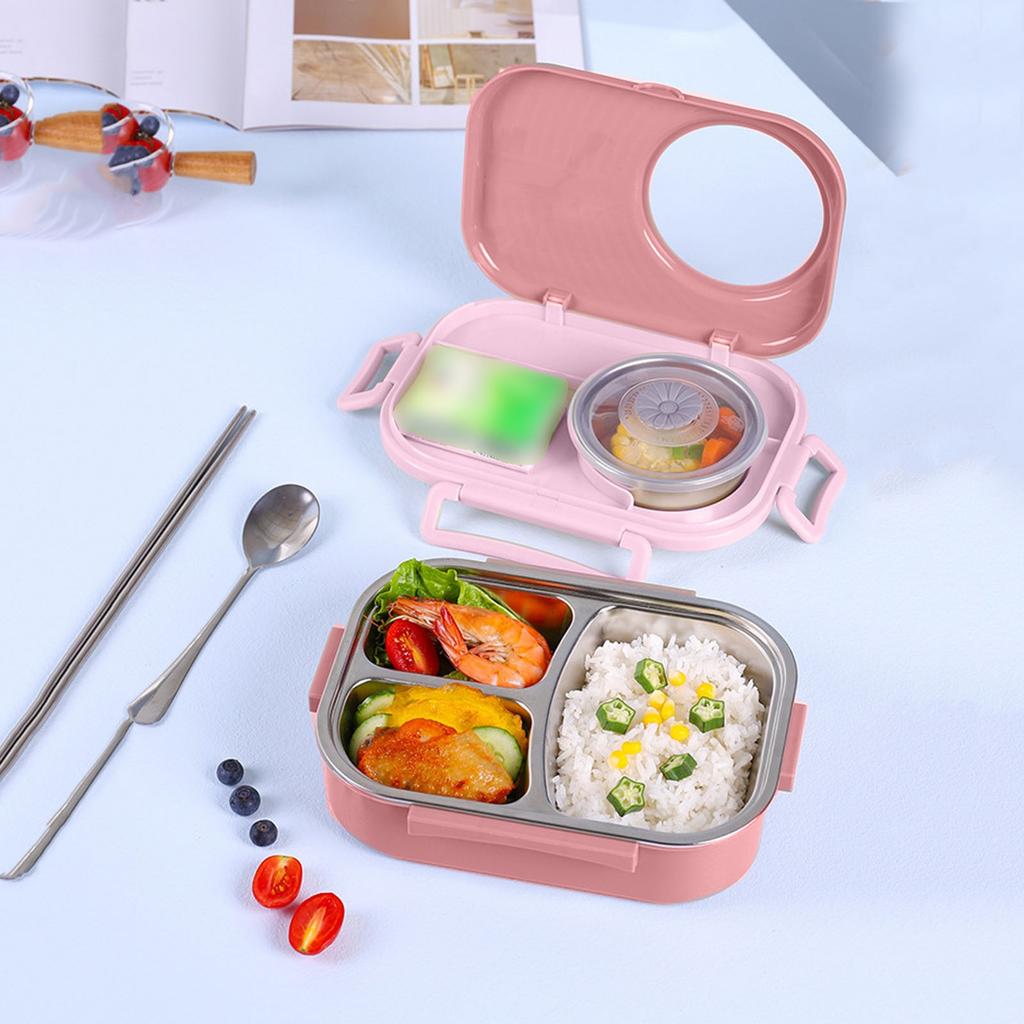 1 Pcs Portable Bento Boxes New 1000ml with Soup Bowl Stackable Lunch Container 304 Stainless Steel Snack Box Container Adult