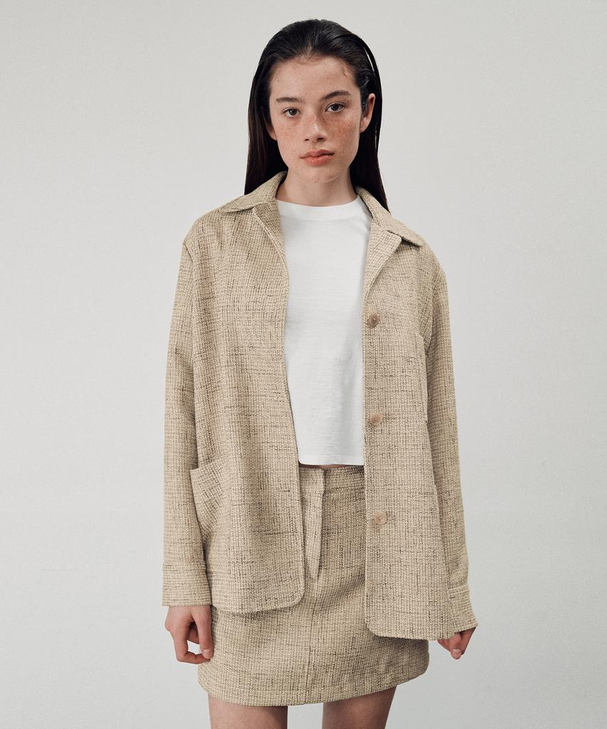 Beulaunyadeu W Tweed Mini Skirt, Beige