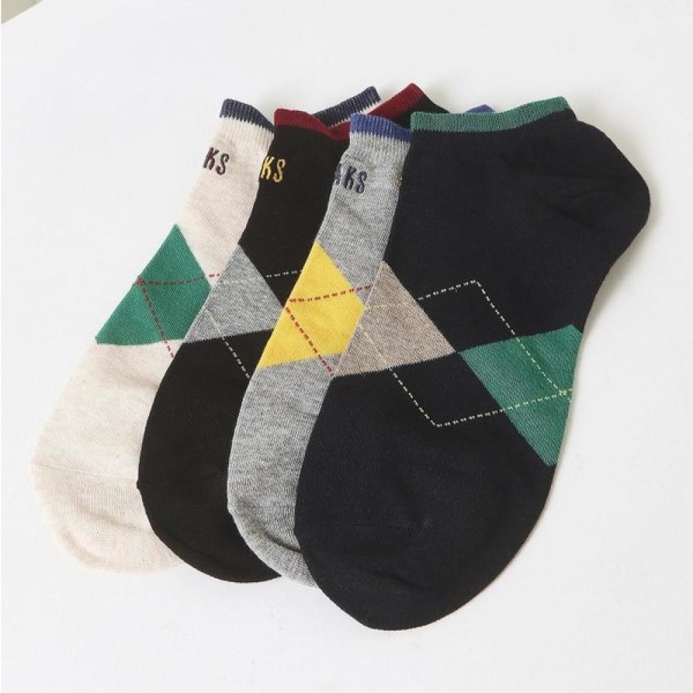 DakS Men S Ankle 4 pairS Set Check Pattern dbSS4f901bk Single option
