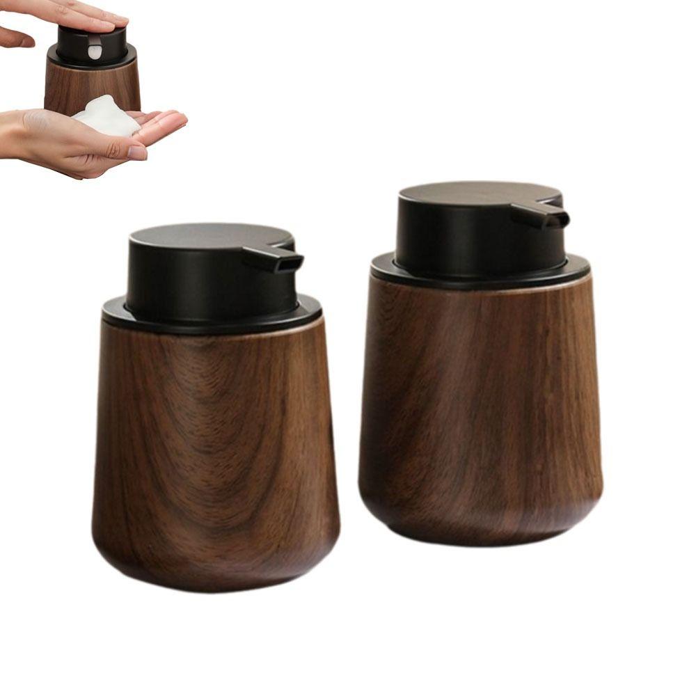 New Walnut Wood Grain Pump Bottle Refillable Portable Dispenser Bottle Cosmetic Containers Travel