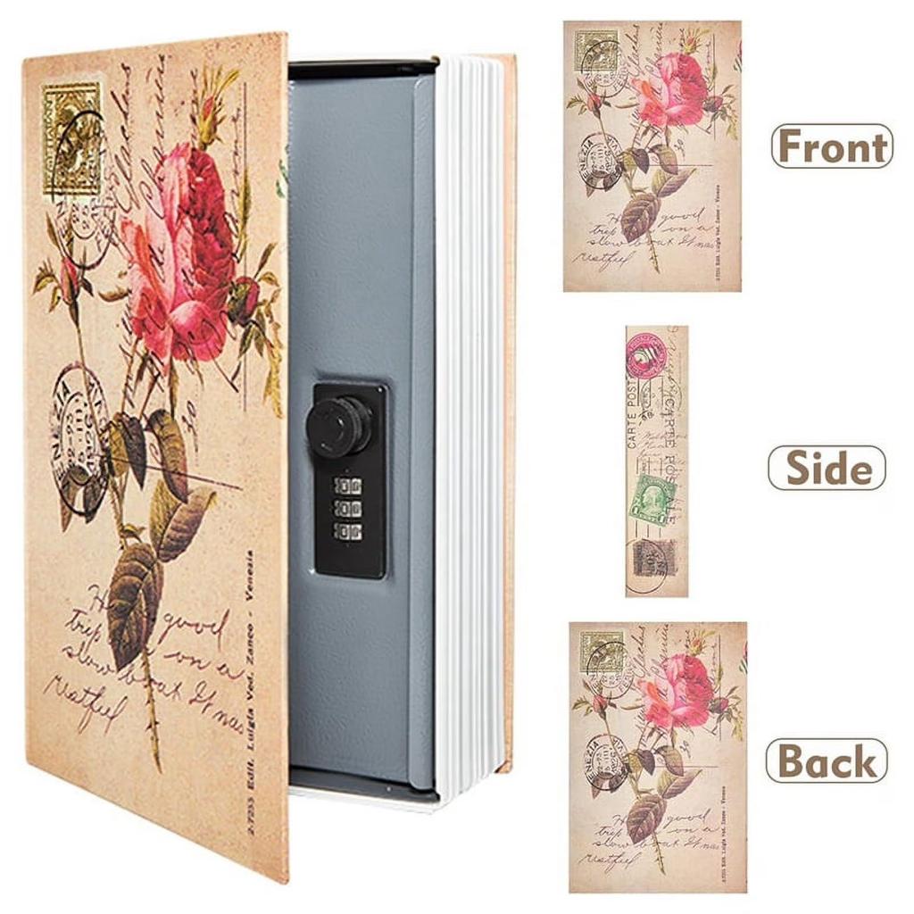 Decorative Book Safe Box With Password Lock, Vintage Faux Book Hidden Safe For Decoration, Diversion Book