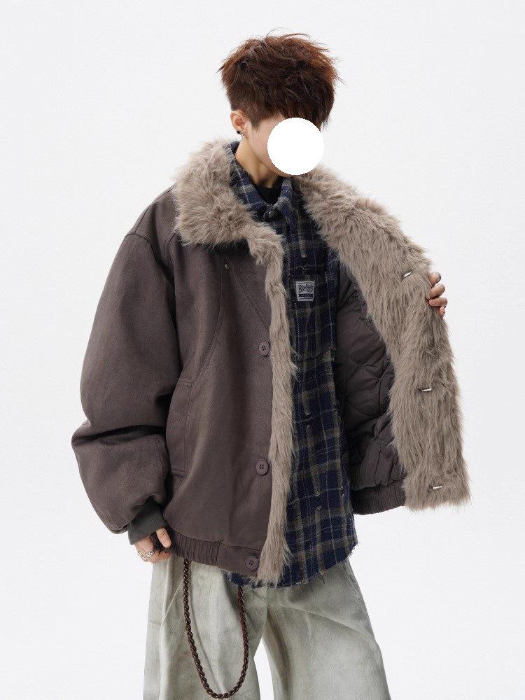 Men's Winter Snow Eagle Fur Collar Cotton Jacket: Deconstructed Design, High-End Feel, Warm Stand Collar