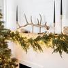 Pre-Lit Faux Christmas Garland - LED Lighted for Window Decor, Rustic Holiday Table Runner Decoration