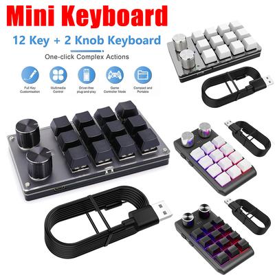 12 Key 2 Knob Photoshop Gaming Keypad Bluetooth-Compatible/Wired Mechanical Macropad Hotswap for Gamers/Designers/Video Editor