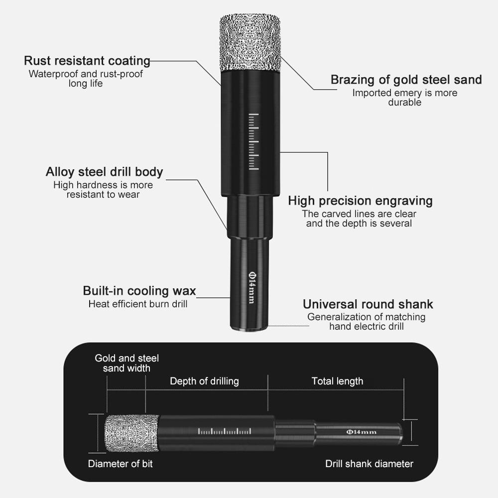 Dry Hole Opener Marble Hole Saw 6-16mm Drill Bit  Glass