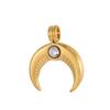 3PCS/LOT CARLIDANA Gold Plated Stainless Steel Charms, Moon Clover Heart Eye Zircon Pendants for Jewelry Making