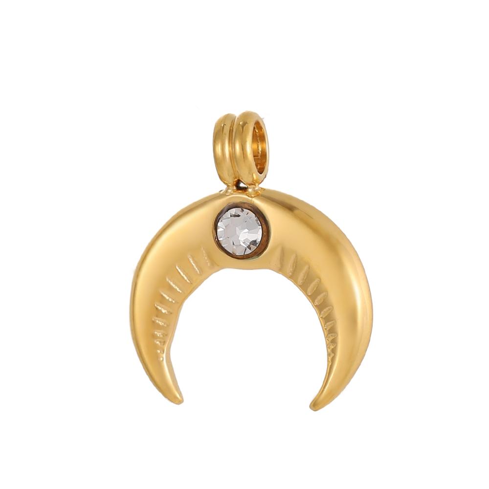 3PCS/LOT CARLIDANA Gold Plated Stainless Steel Charms, Moon Clover Heart Eye Zircon Pendants for Jewelry Making