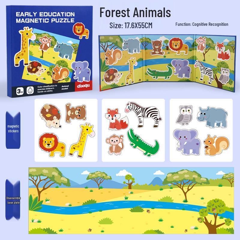 Children's Educational Wooden Cognitive Puzzle Toy - Six-in-One Tin Box